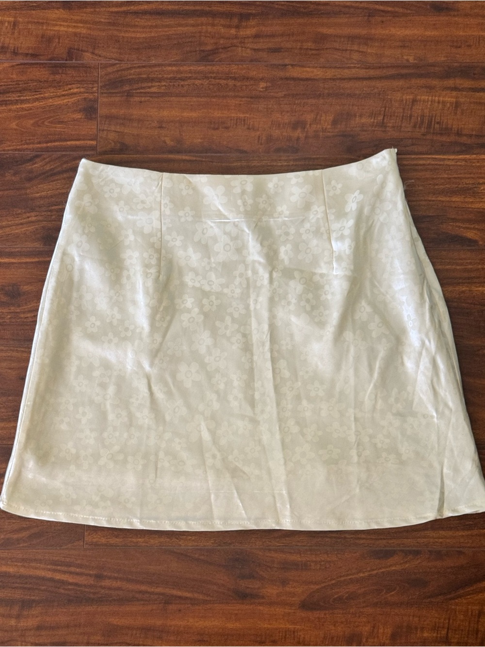Prince Cream Mini Skirt with Subtle Floral Jacquard